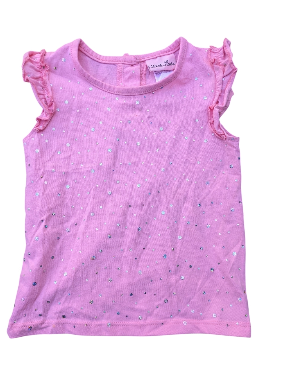 Little Lass Pink Sequin Short Sleeve Top